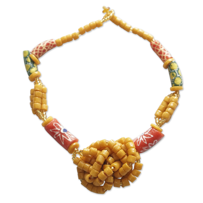Hand Made Recycled Glass Beaded Necklace