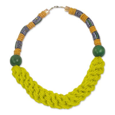 Recycled Glass and Sese Wood Beaded Necklace