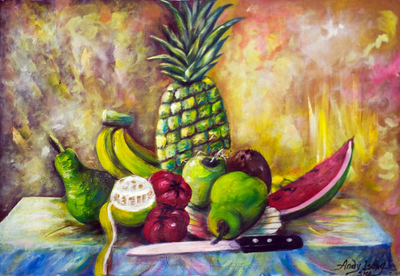 Acrylic Still Life Fruit Painting on Canvas from Africa