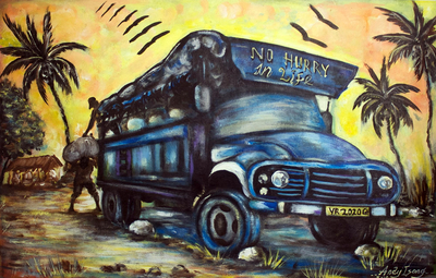 Acrylic Truck Painting on Canvas from Africa