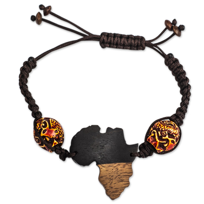 Handmade Ebony Wood African Pendant Bracelet