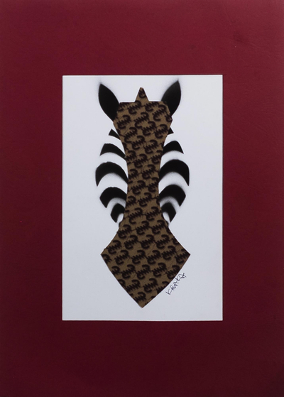 Signed Zebra Painting on Cardstock