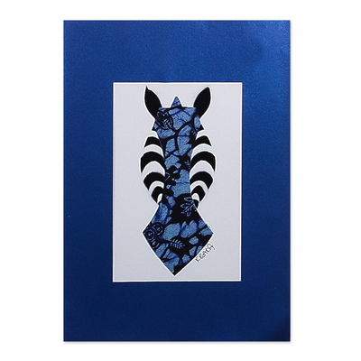 Framed Acrylic Zebra Painting