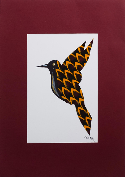 Signed Acrylic Hummingbird Painting on Cardstock