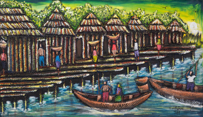 Acrylic and Jute Painting from Ghana
