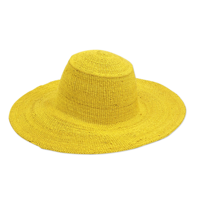 Yellow Raffia Wide Brim Sun Hat