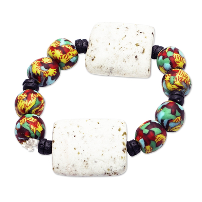 Rainbow-Hued Recycled Glass Beaded Bracelet