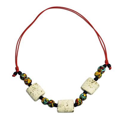 Adjustable Recycled Glass Beaded Necklace