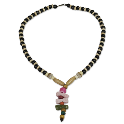 Eco-Friendly Agate and Wood Beaded Necklace