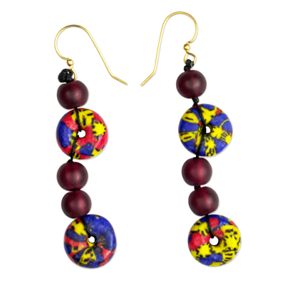 Eco-Friendly Glass Beaded Dangle Earrings