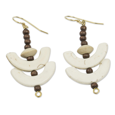 Eco-Friendly Ghanaian Dangle Earrings with Brass Hooks