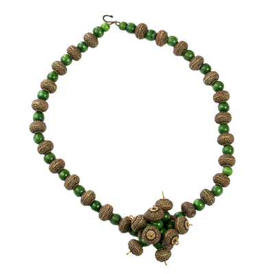 Eco-Friendly Beaded Pendant Necklace from Ghana