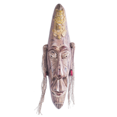 Hand Carved Wood Mask with Turtle Motif