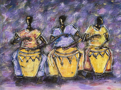 African Drummers Acrylic Painting