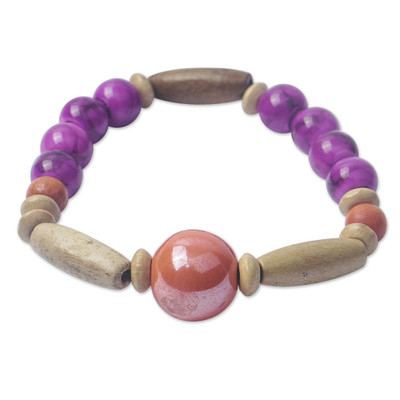 Eco-Friendly Purple Beaded Bracelet from Ghana