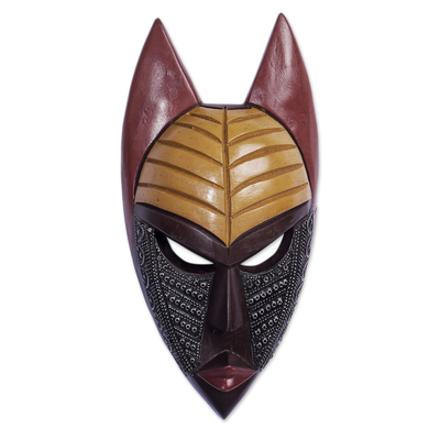 African Wood and Aluminum Mask Handcrafted in Ghana