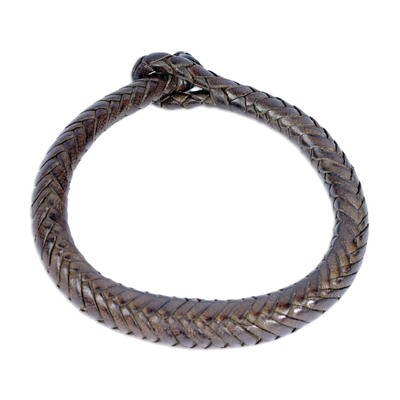 Handcrafted Braided Leather Bracelet in Brown