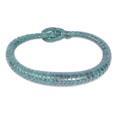 Handcrafted Braided Leather Bracelet in Green