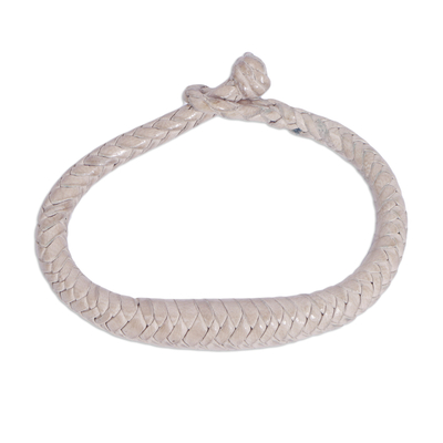 Handcrafted Braided Leather Bracelet in Ivory