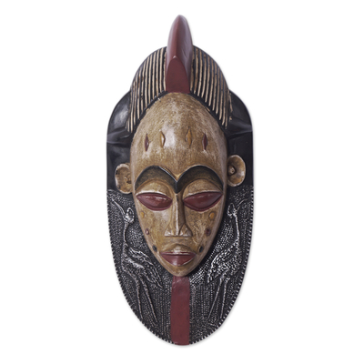 African Sese Wood Flamingo Mask Crafted in Ghana