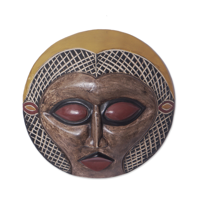 African Ewe Sese Wood Mask Crafted in Ghana
