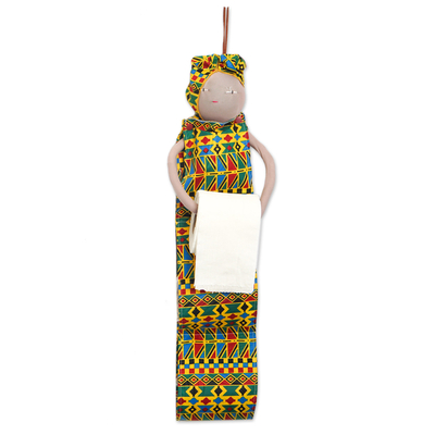 Doll-Shaped Handmade Cotton Hanging Toilet Paper Holder