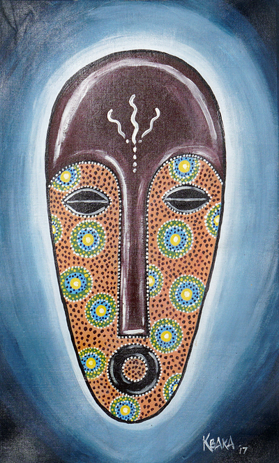 Acrylic Impressionist Style Painting of African Mask