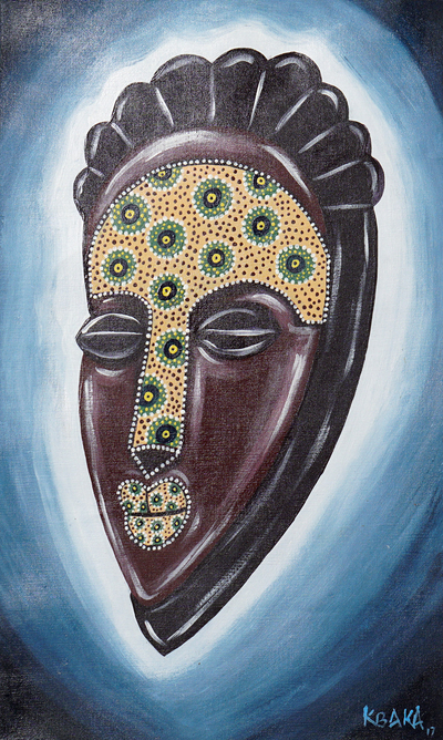 Acrylic Impressionist Painting of Traditional African Mask