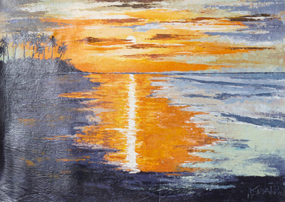 Acrylic Impressionist Style Sunset Seascape Painting
