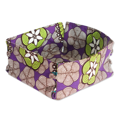 Handcrafted Floral Amethyst and Lime Cotton Basket Napkin