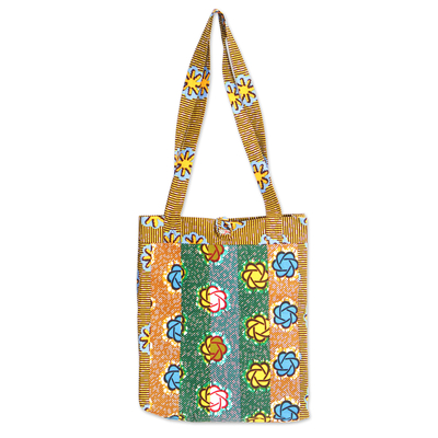Handmade Patterned Yellow and Green Cotton Tote Bag