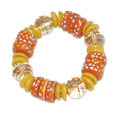 Eco-Friendly Orange and Yellow Glass Beaded Bracelet