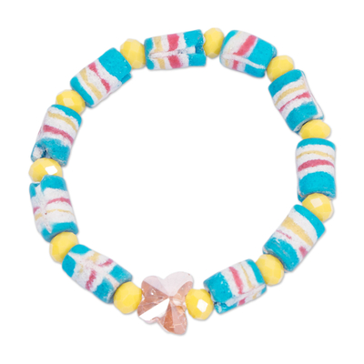Eco-Friendly Pastel-Toned Recycled Beaded Stretch Bracelet