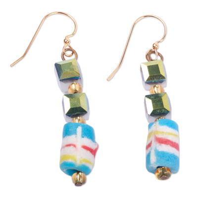 Eco-Friendly Pastel Recycled Glass Beaded Dangle Earrings