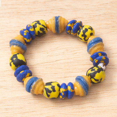 Eco-Friendly Recycled Glass Beaded Stretch Bracelet