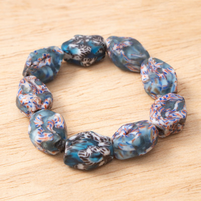 Recycled Glass Beaded Stretch Bracelet Handmade in Ghana