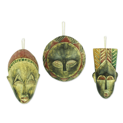 Handcrafted Wood Christmas Ornaments (Set of 3)