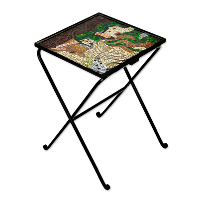 Stained glass folding table