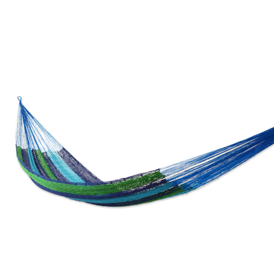 Handcrafted Cotton Striped Rope Hammock (Single)