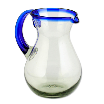 Artisan Crafted Pitcher Classic Mexican Handblown Glass