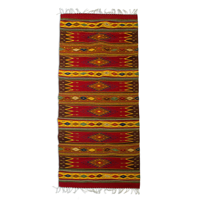 Unique Zapotec Wool Area Rug (2.5 X 10)