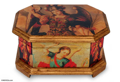 Decoupage Wood Jewelry Box with Angels