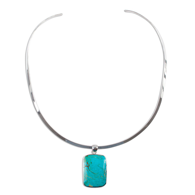 Handmade Taxco Silver Natural Turquoise Necklace