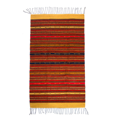Hand Crafted Zapotec Orange Wool Area Rug (2.5x5)