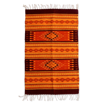 Zapotec Wool Orange and Yellow Area Rug (2x3.5)