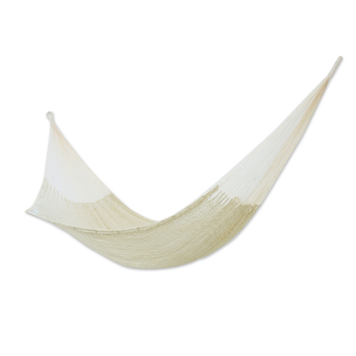 Artisan Crafted Cotton White Mayan Double Hammock from Mexico