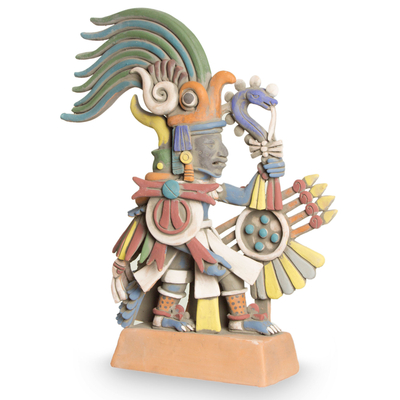 Mexican Aztec War God Archaeological Ceramic Sculpture