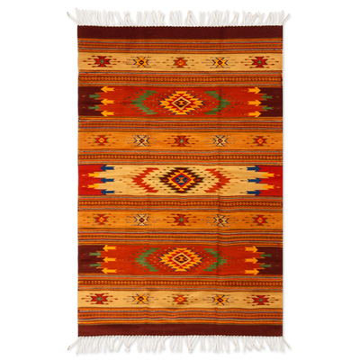 Zapotec Wool Area Rug from Mexico (4x7)