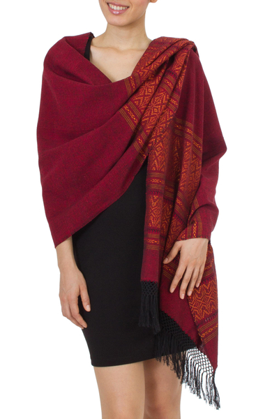 Hand Crafted Geometric Cotton Patterned Shawl