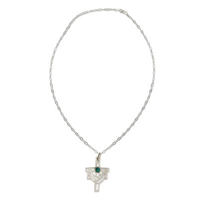 Hand Crafted Mexican Silver and Cross Religious Necklace